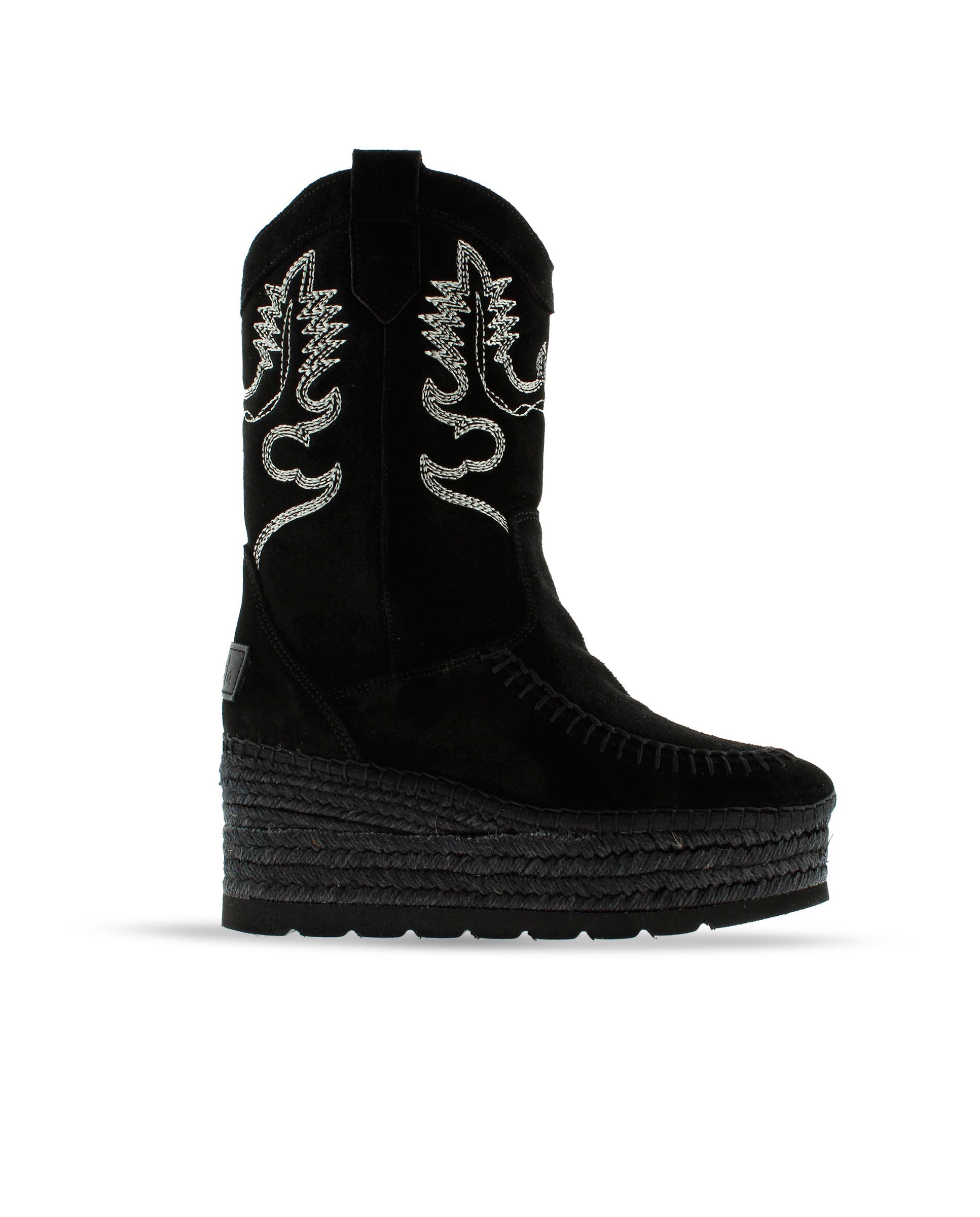 Black Creta Suede Cowboy Boot
