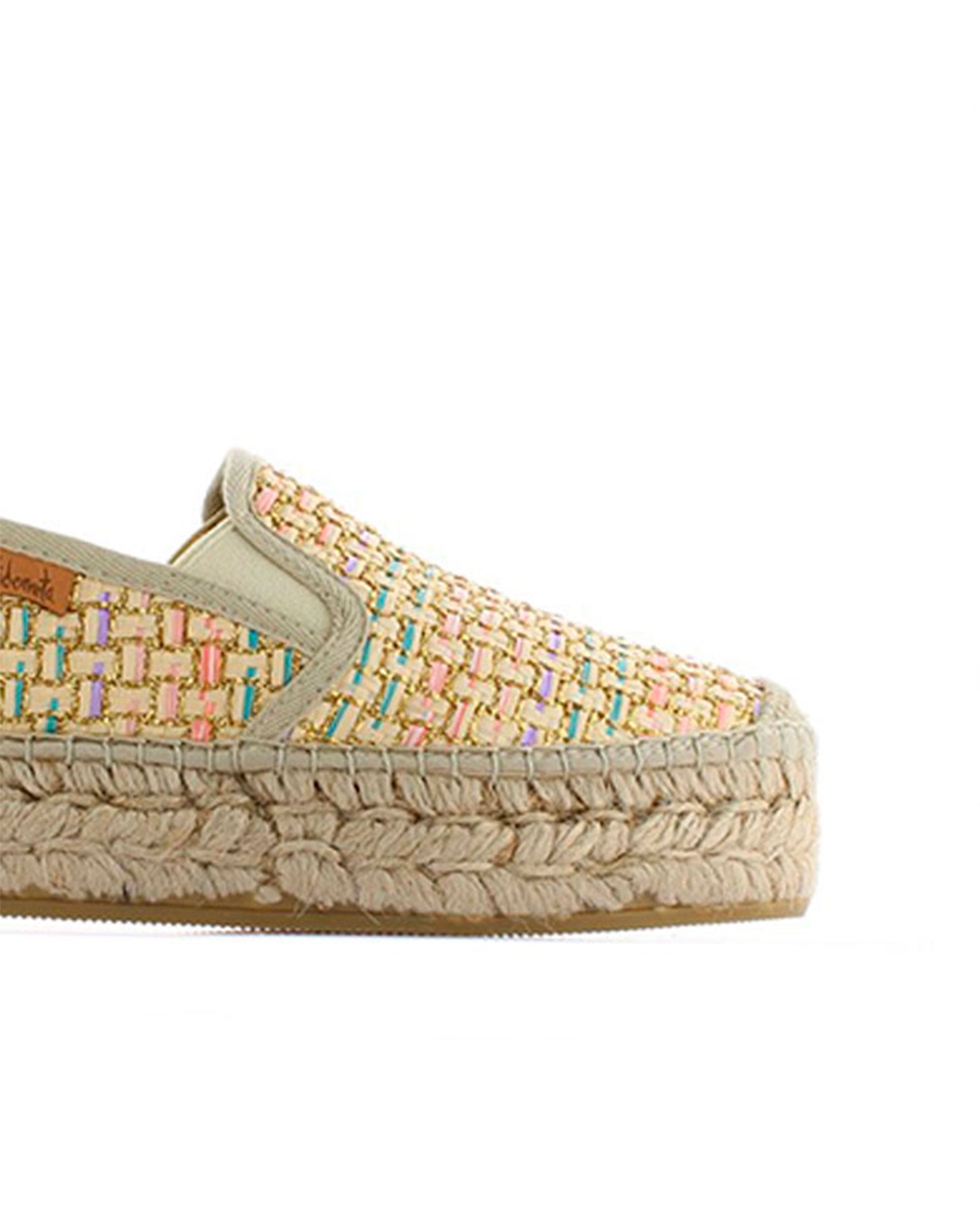 SLIPPER EN RAFIA MULTI ROSA MERDE DOBLE