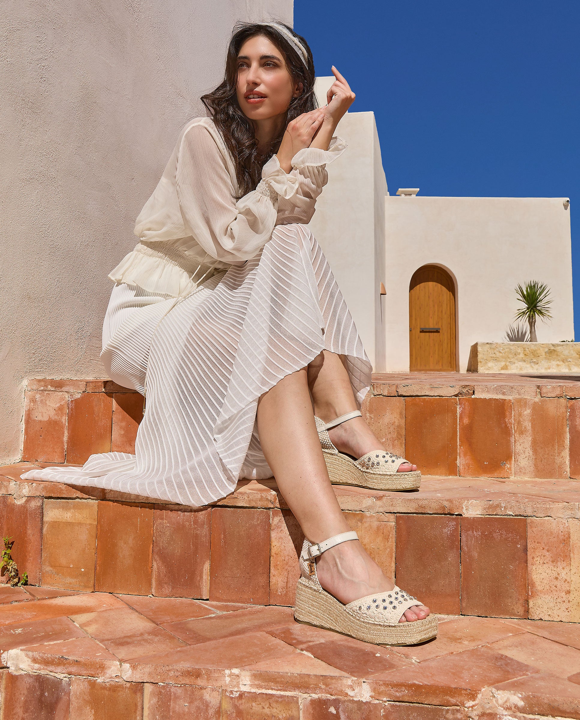 SANDALIA EN CROCHET CRISTAL CRUDO VINCI