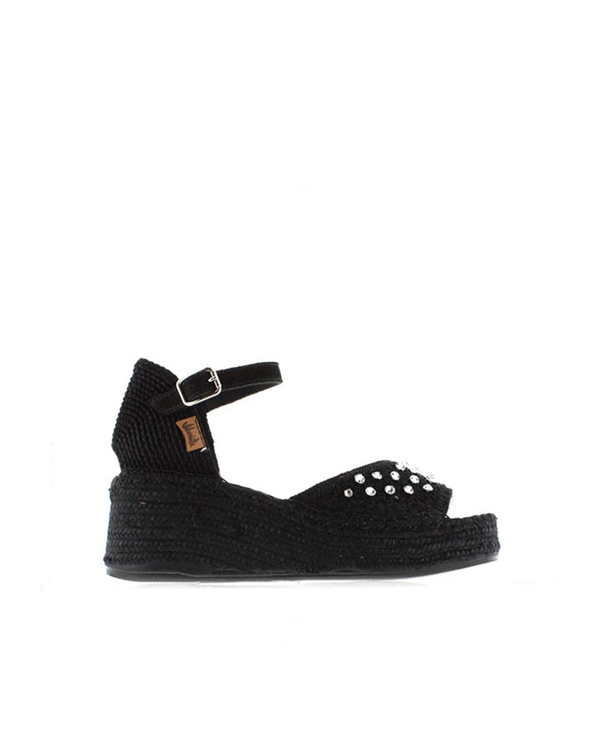 SANDALIA EN CROCHET CRISTAL NEGRO VINCI