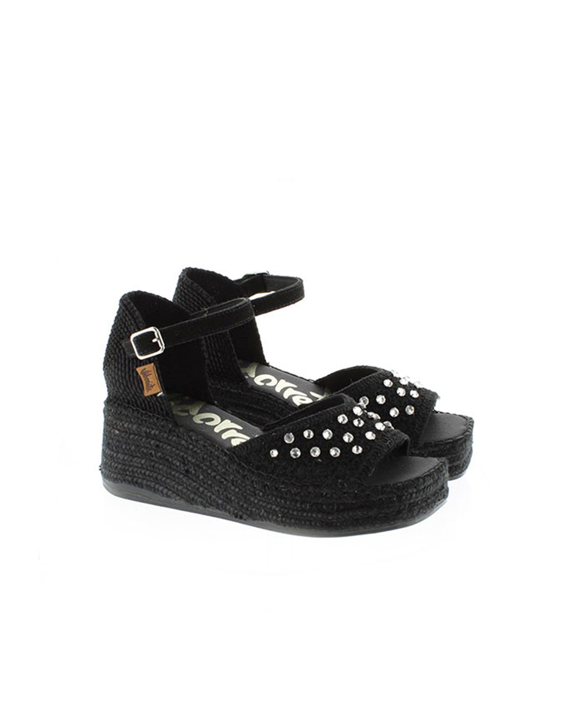 SANDALIA EN CROCHET CRISTAL NEGRO VINCI