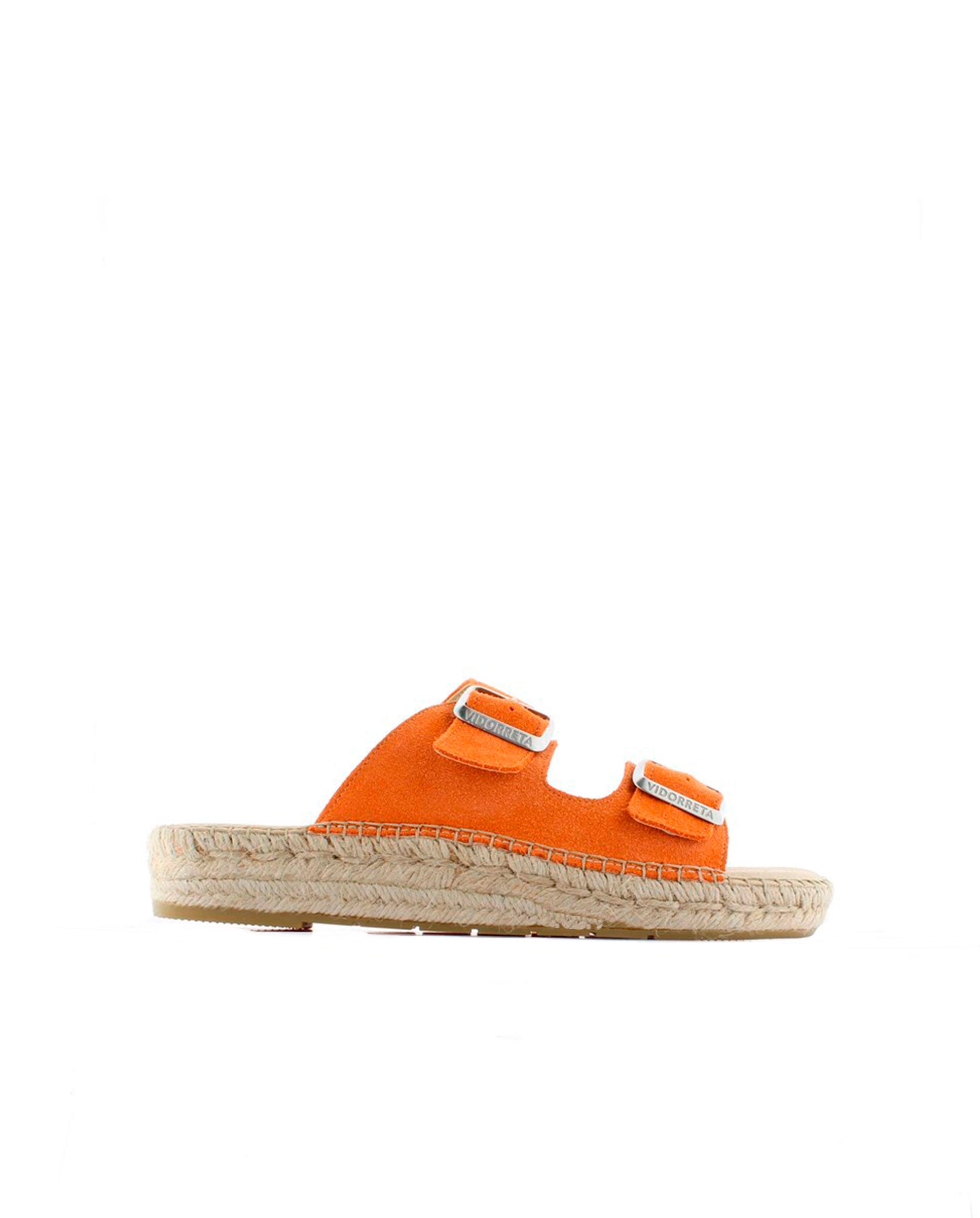 Sandalia bio  en serraje naranja Bahía