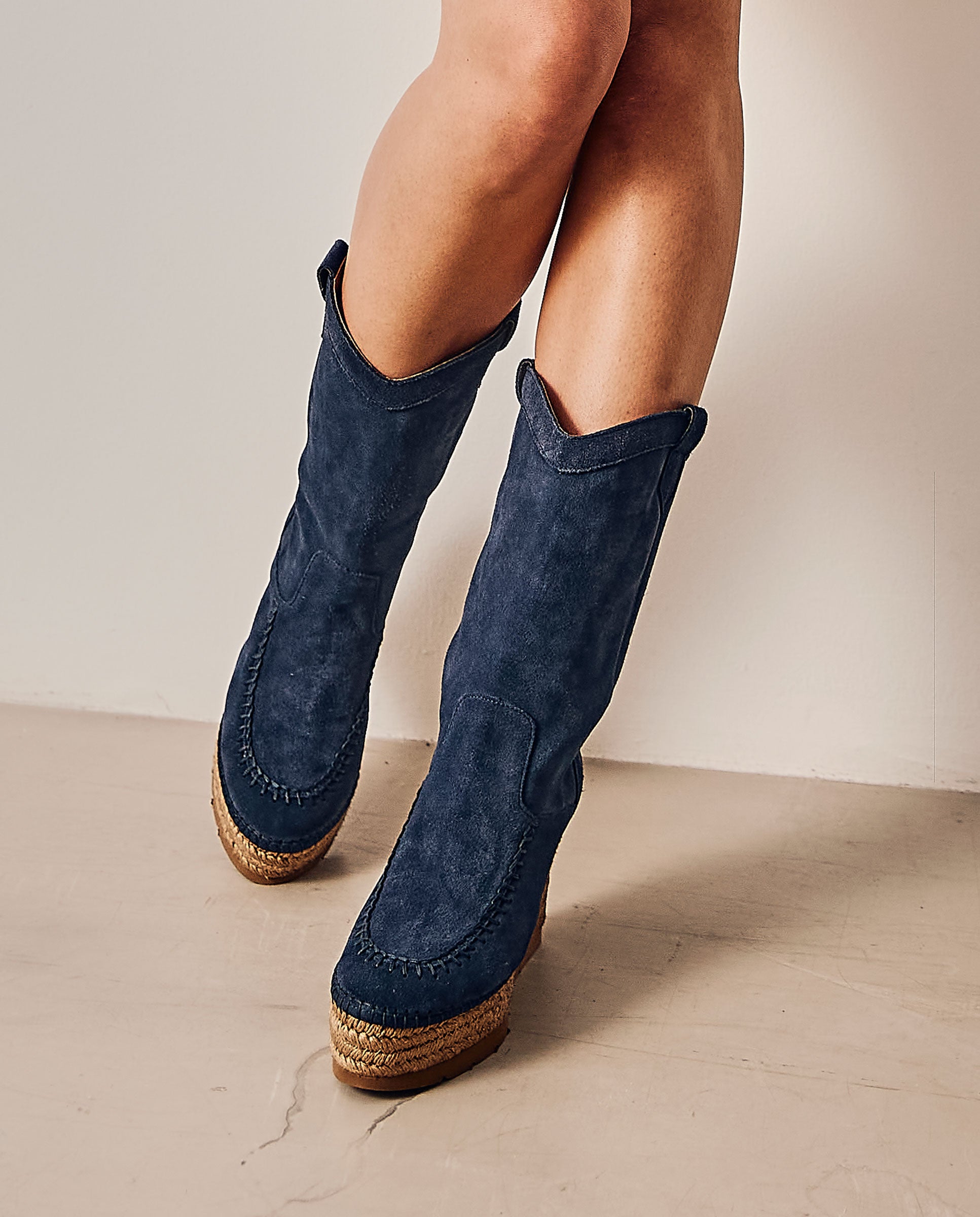 Cowboy boot in marine suede Tilo 7