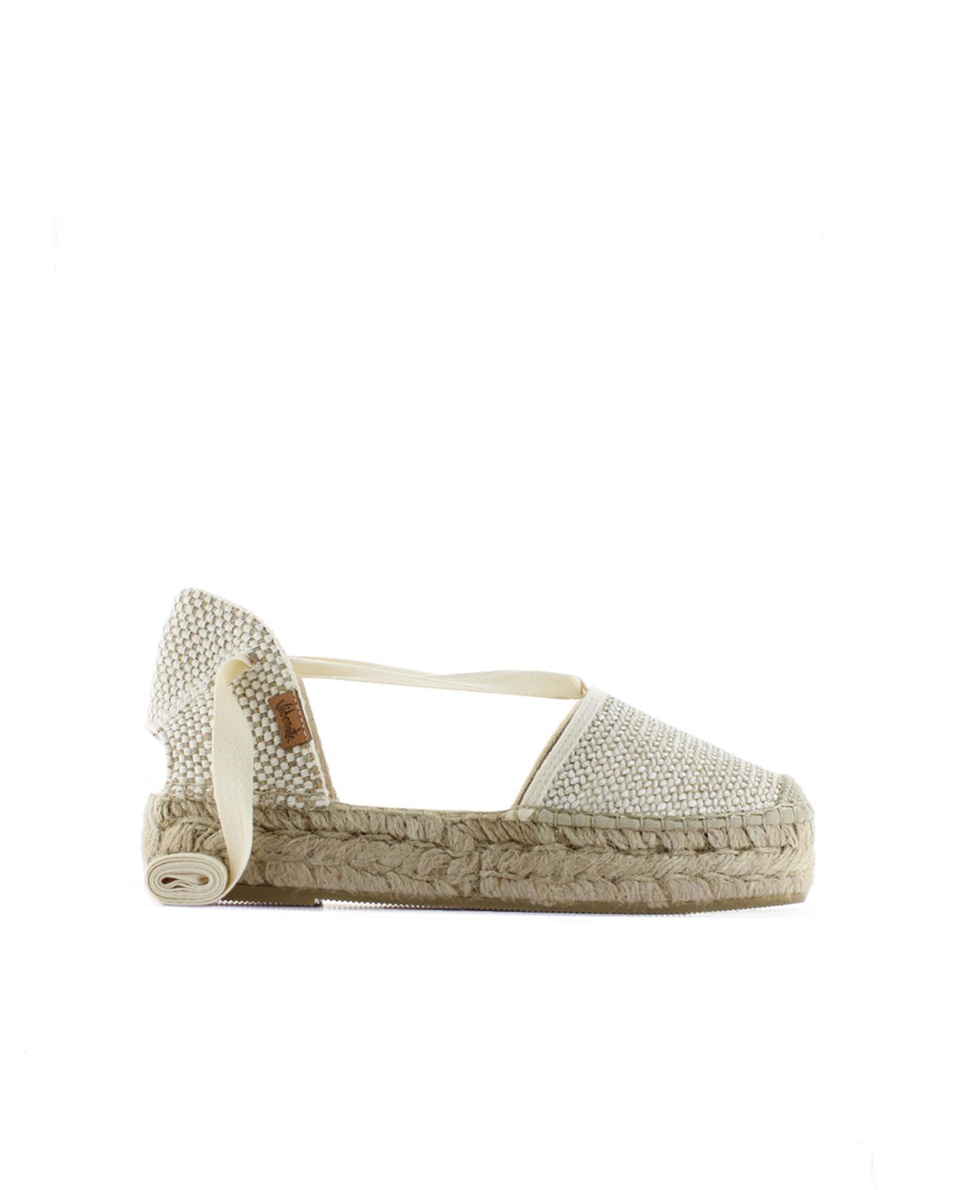 Sandalia en rafia trenza crudo Merce Doble
