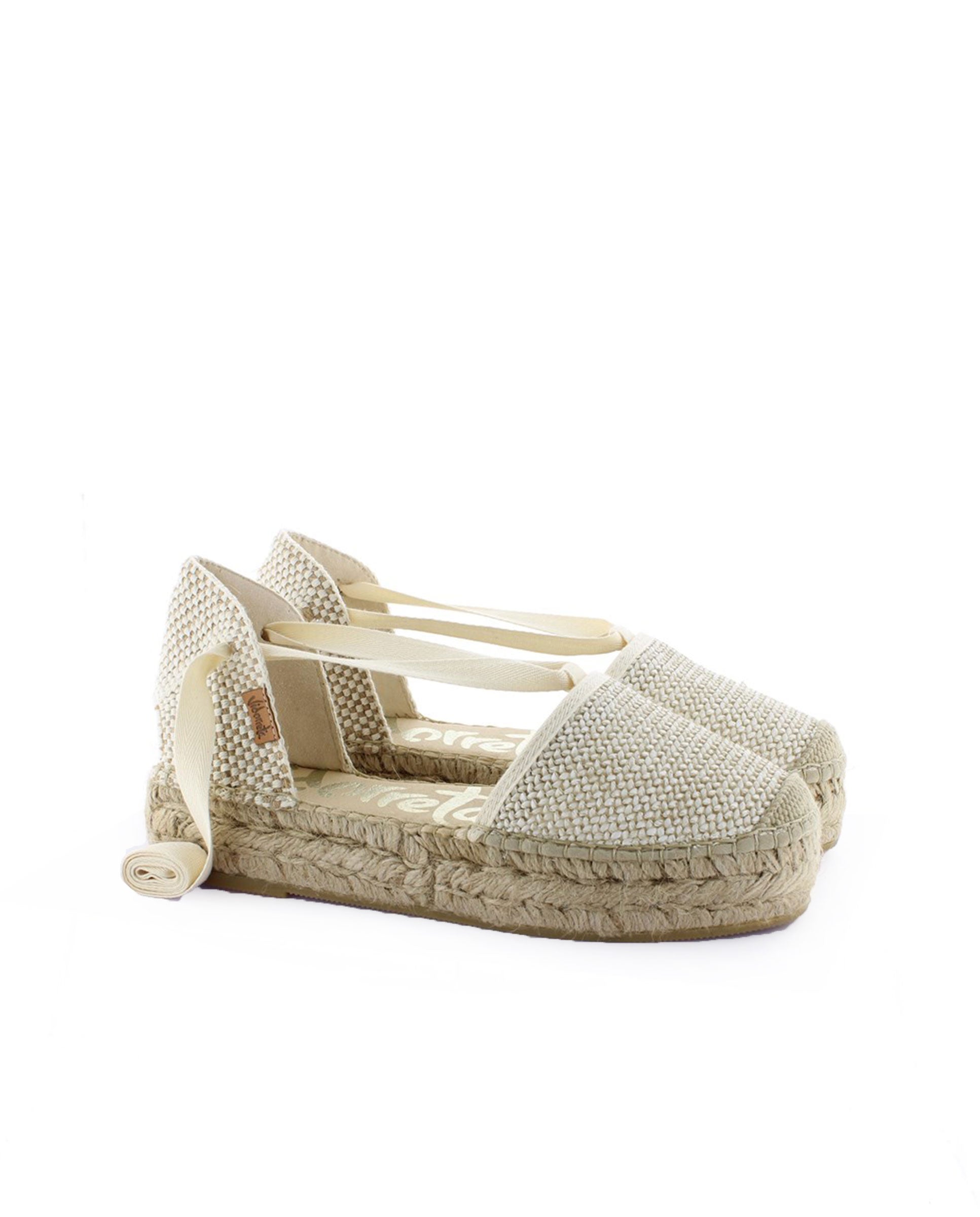 Sandalia en rafia trenza crudo Merce Doble