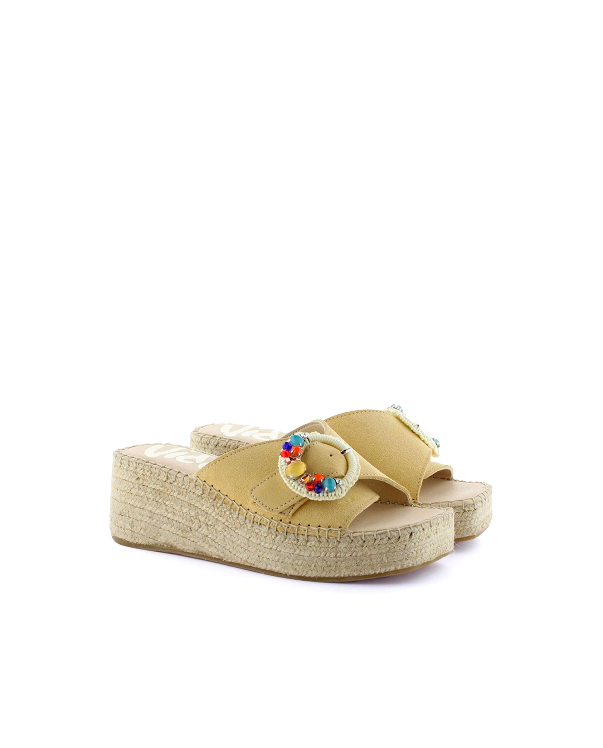 Zueco broche en serraje limón Vinci