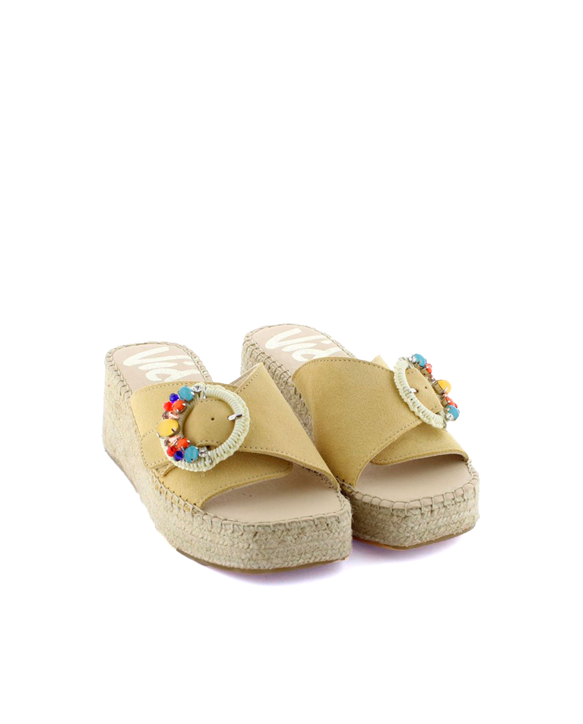 Zueco broche en serraje limón Vinci