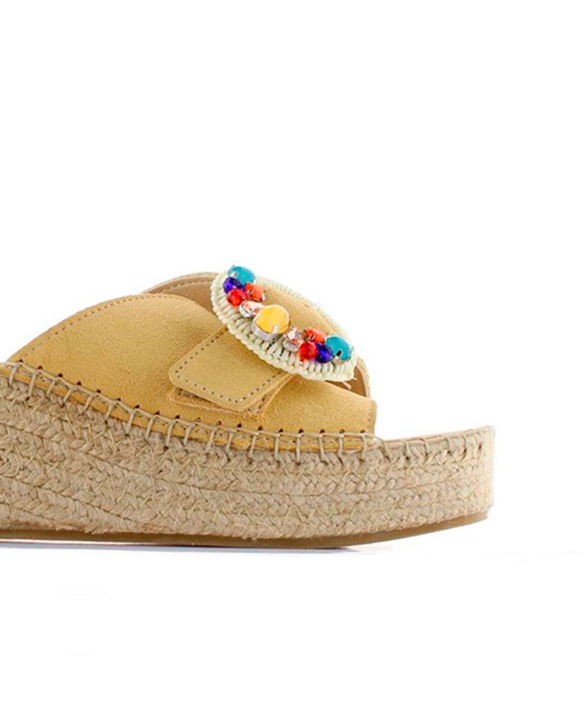 Zueco broche en serraje limón Vinci