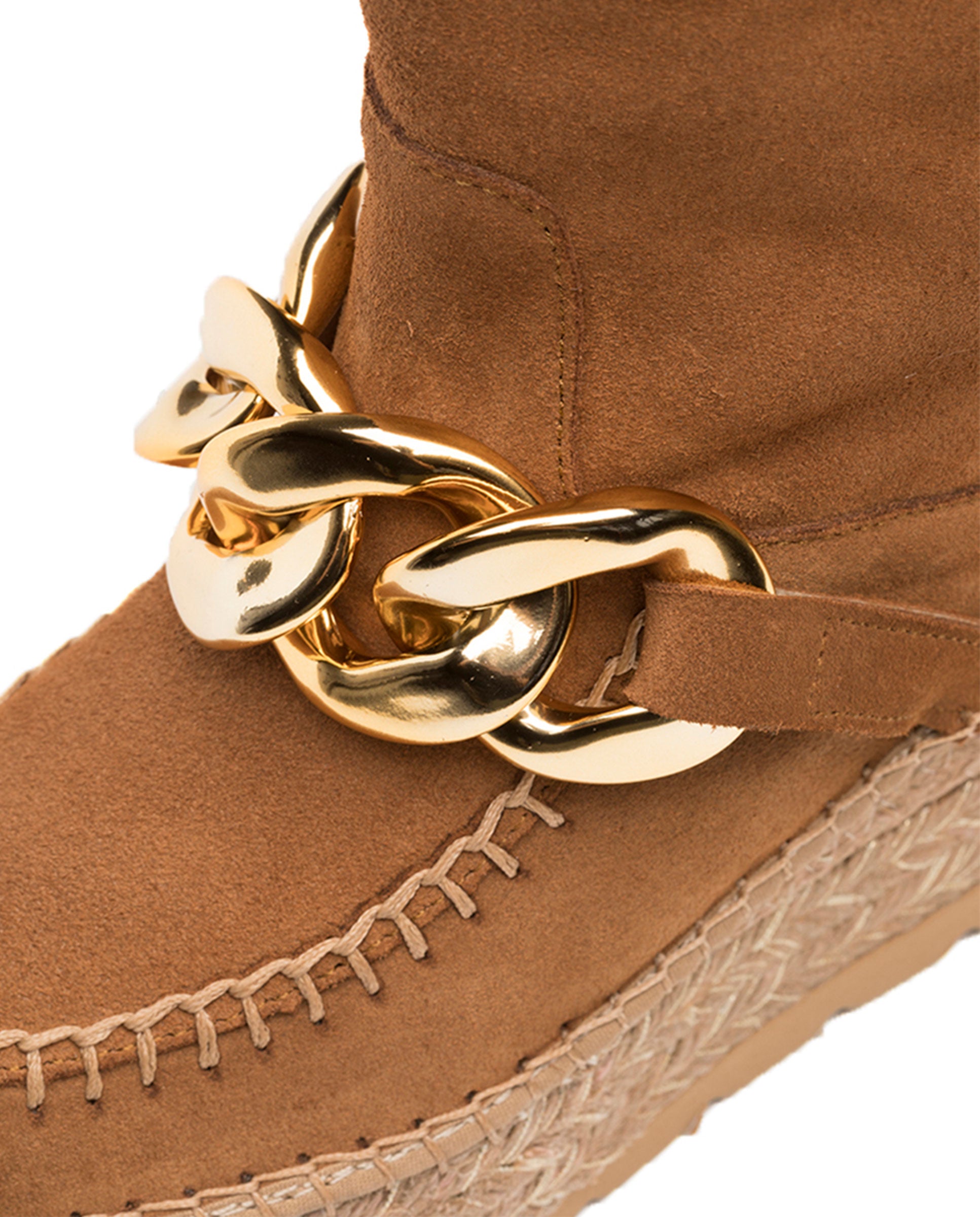 Bota cowboy cadena en serraje camel Creta