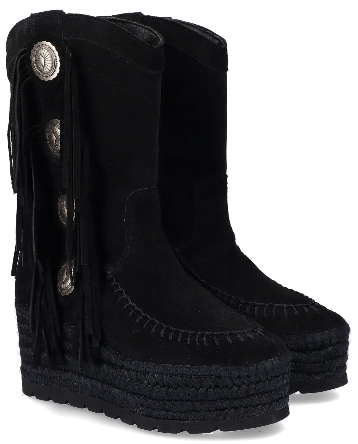 BOTA BOHO EN SERRAJE NEGRO CRETA
