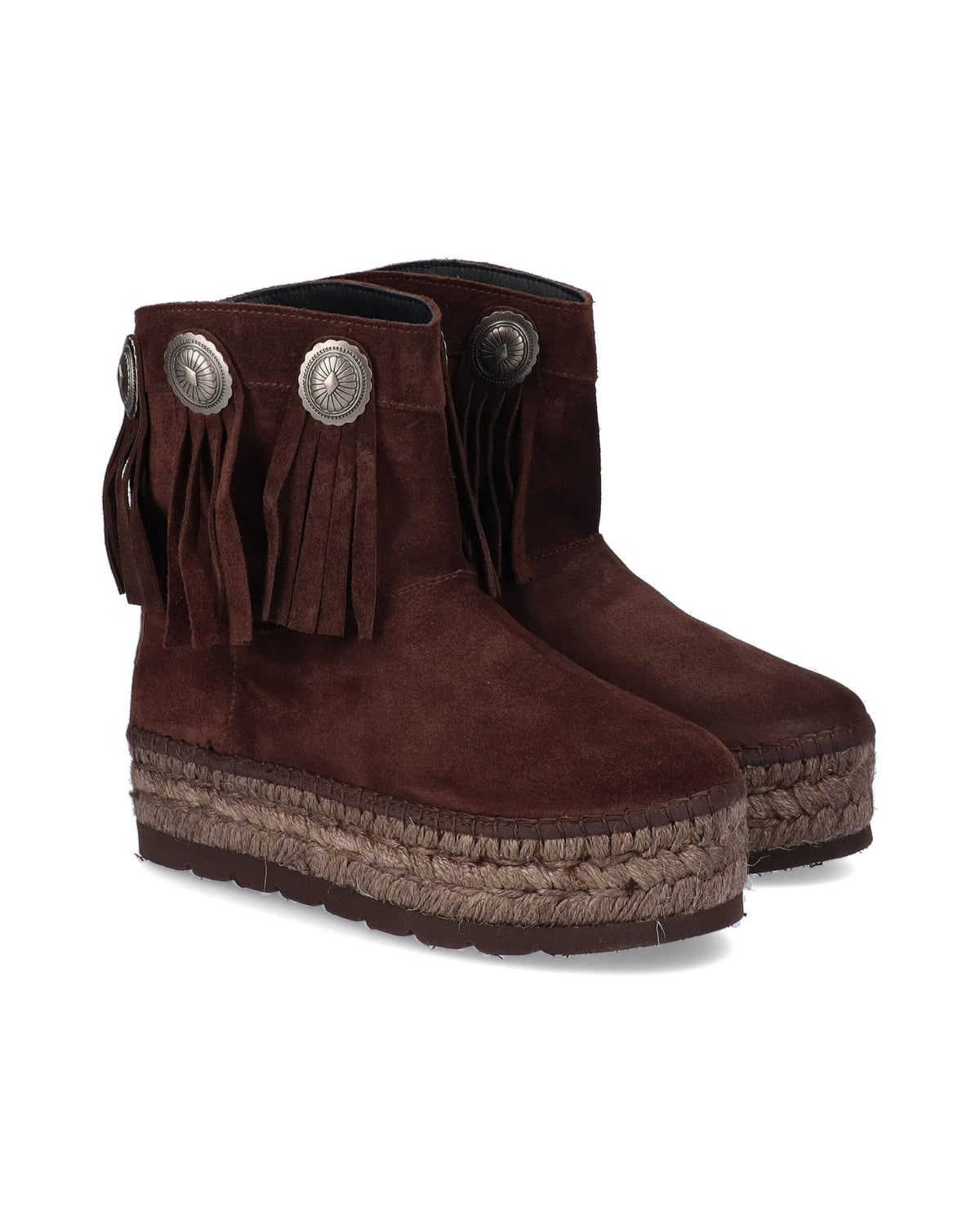 BOTA BAJA BOHO EN SERRAJE MARRON MERCE DOBLE
