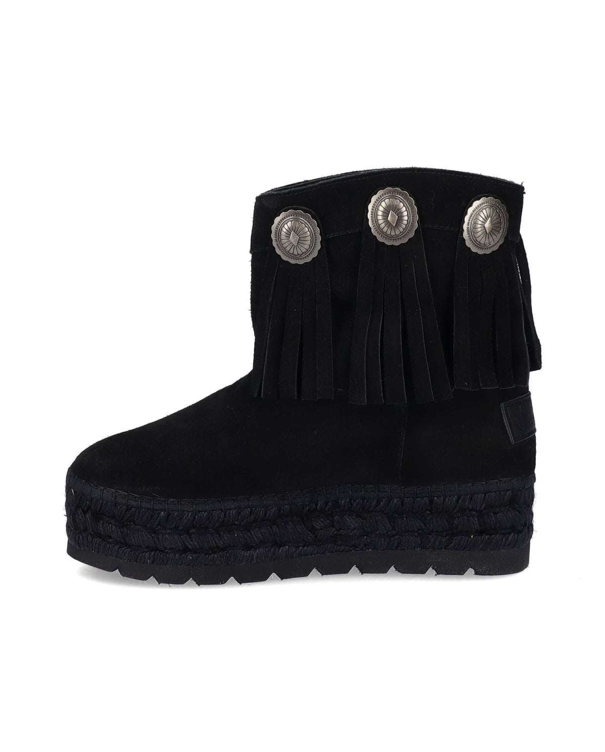 BOTA BAJA BOHO EN SERRAJE NEGRO MERCE DOBLE
