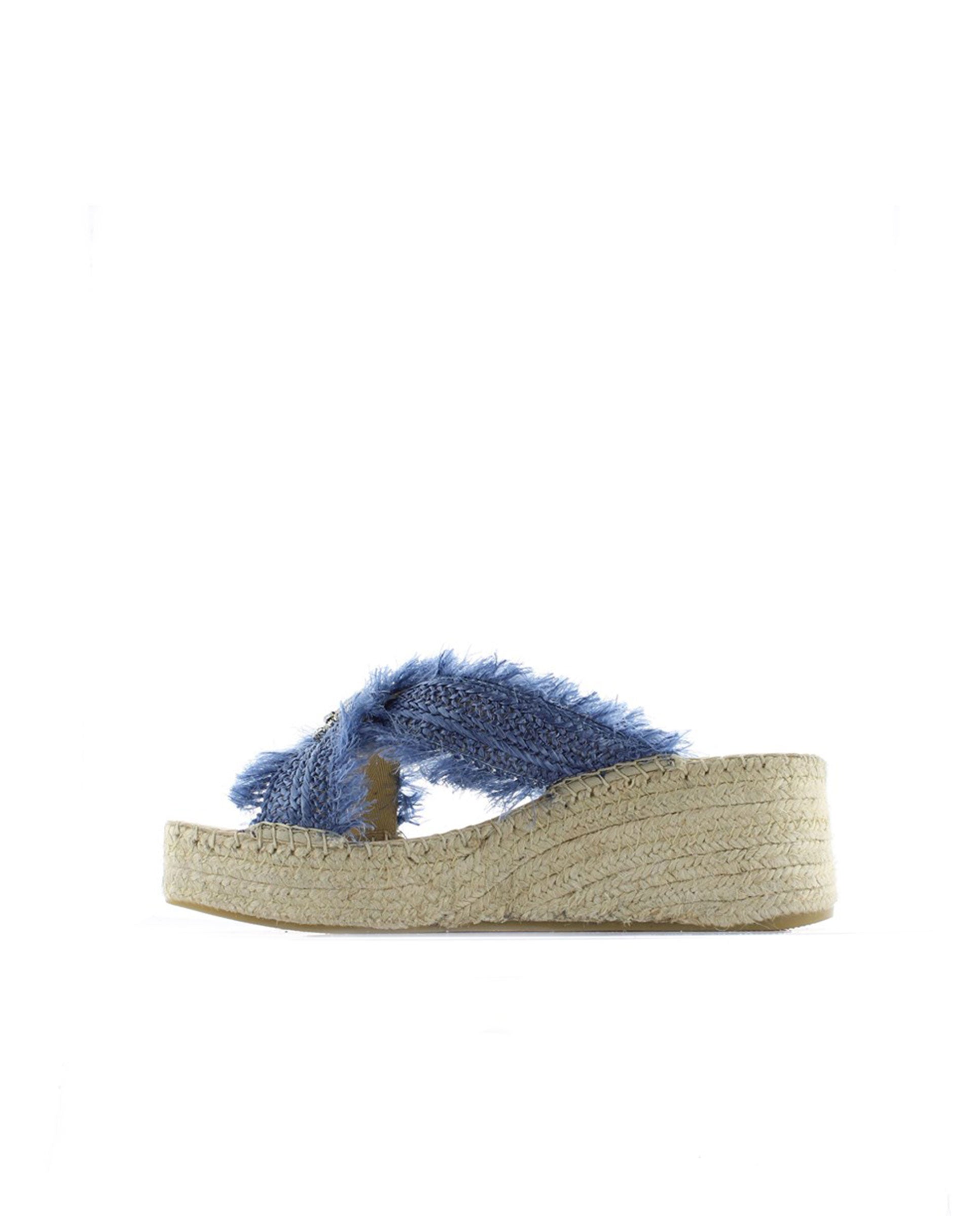 Zueco cruzado en rafia cristal jeans Vinci