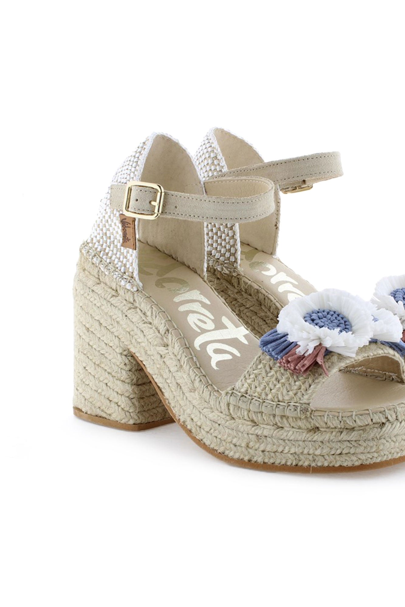 Open sandal natural braid jeans