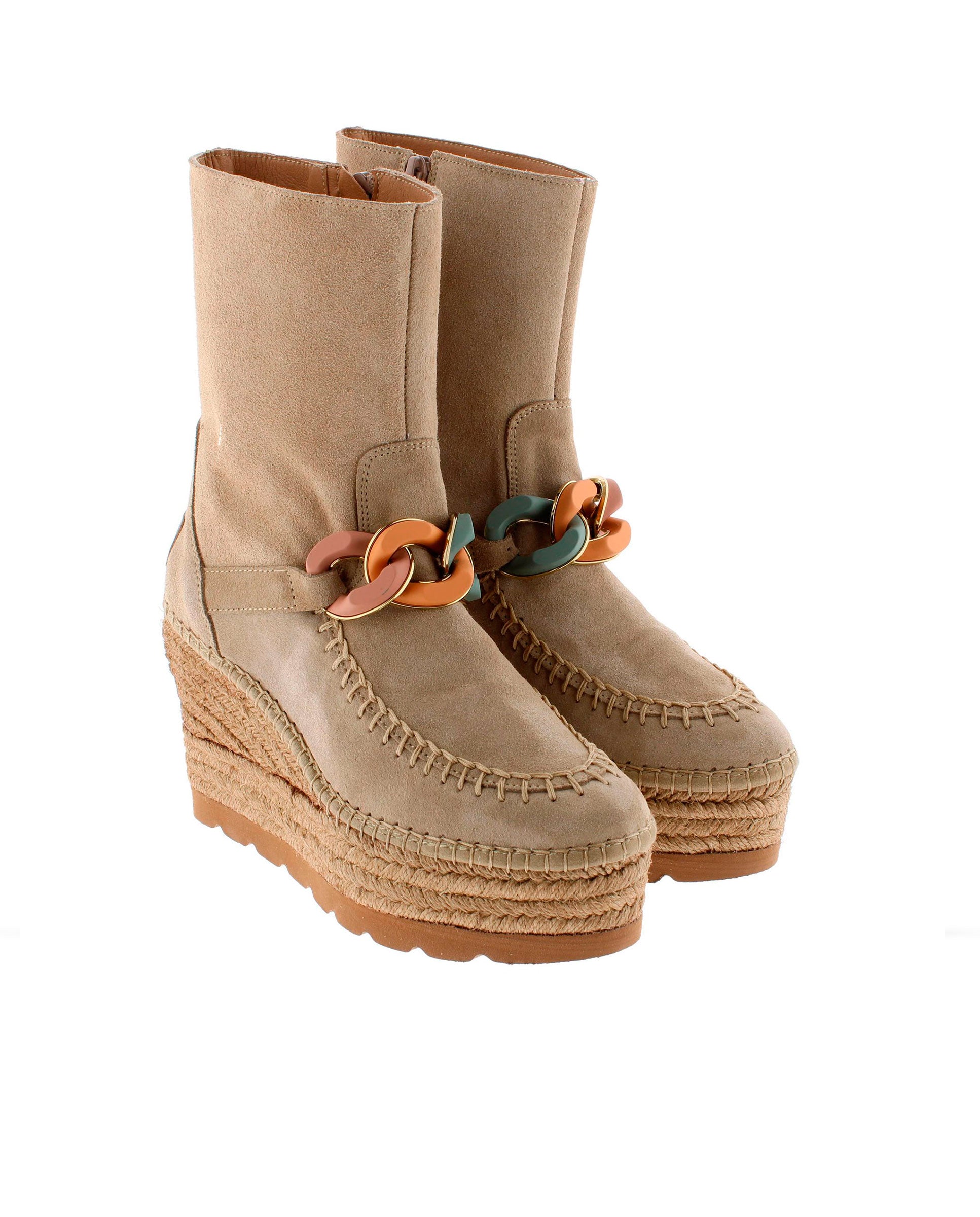 Botin cadena en serraje arena Tilo 5