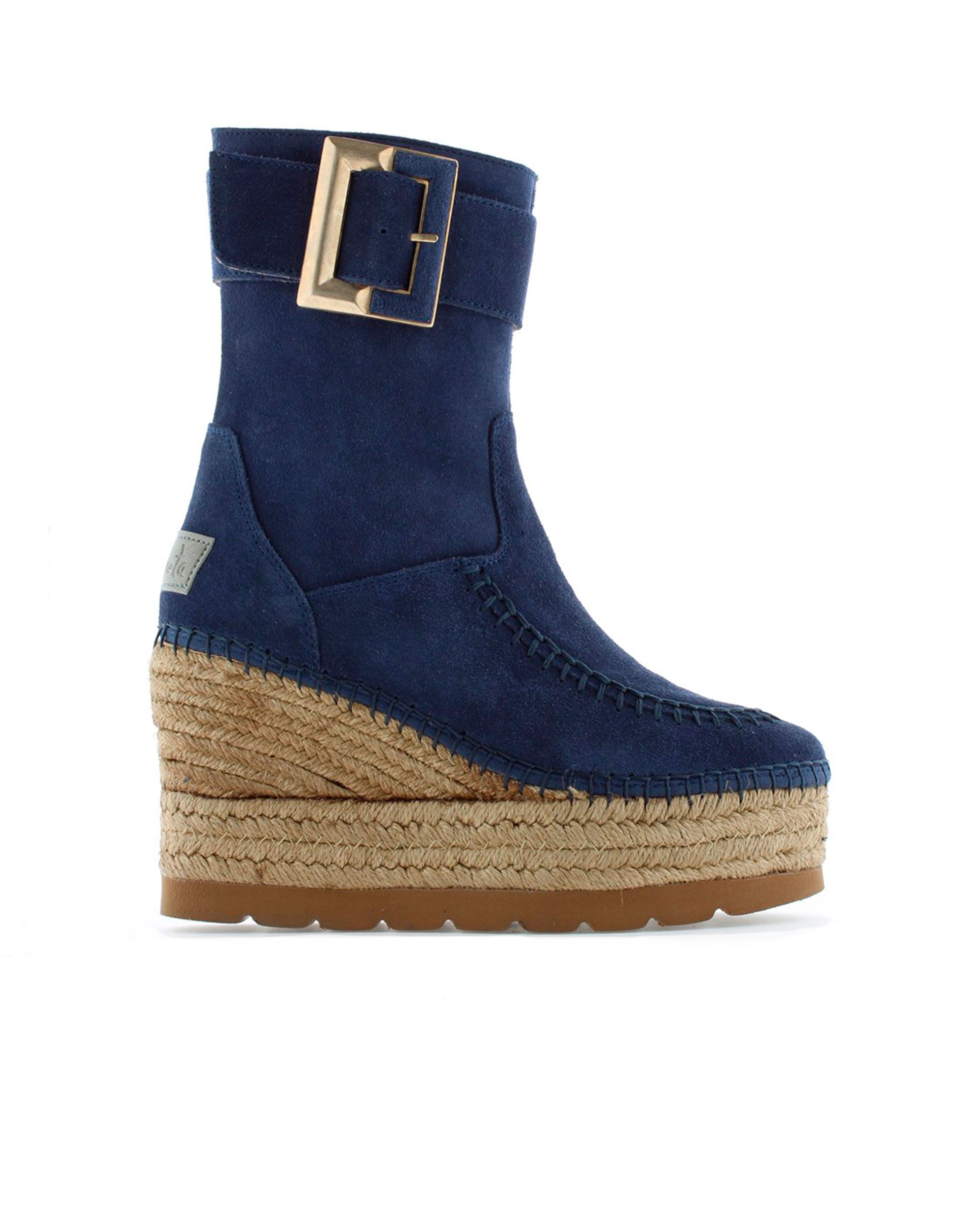 Tilo 5 navy suede buckle boot