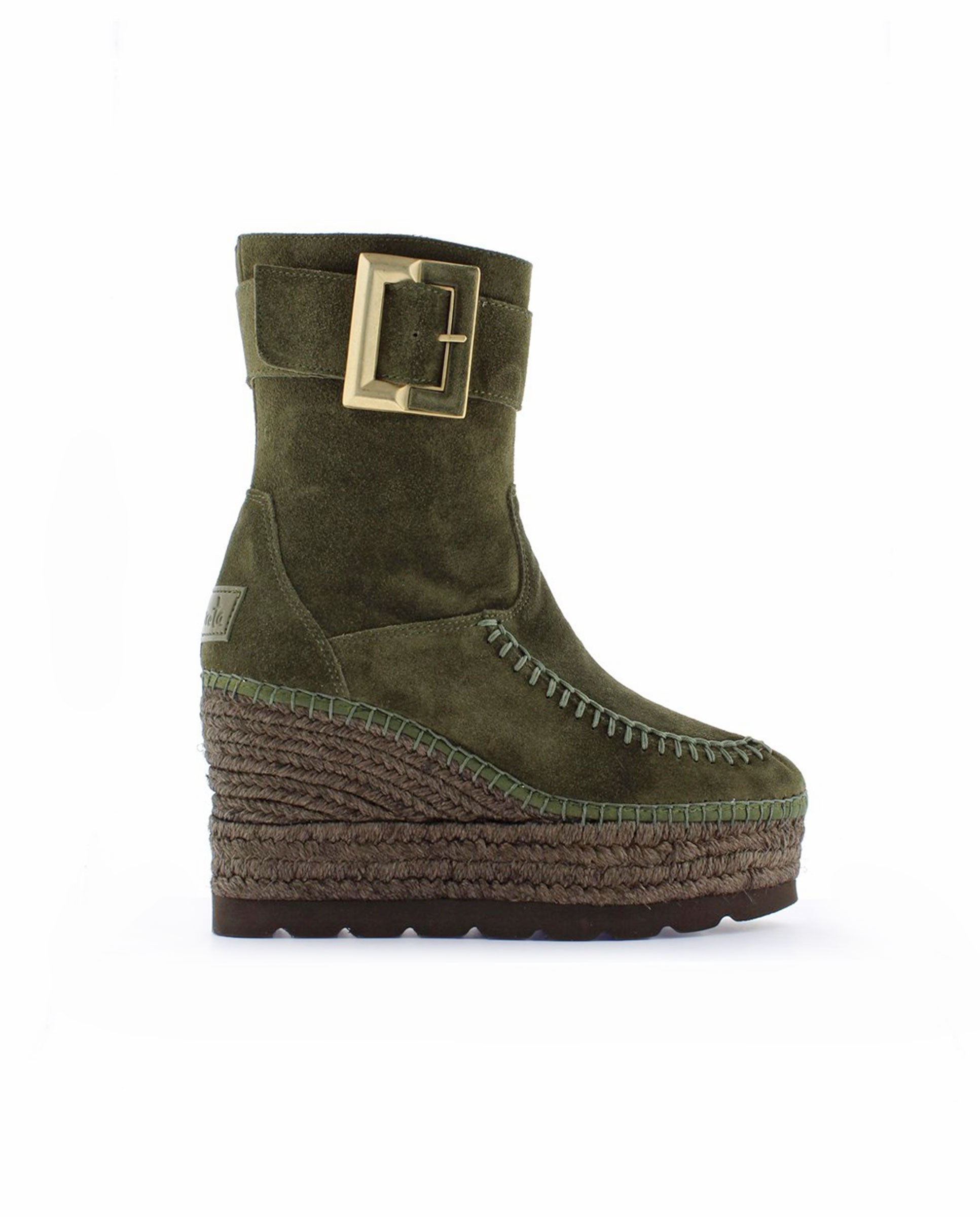 Buckle boot in khaki suede Tilo 5