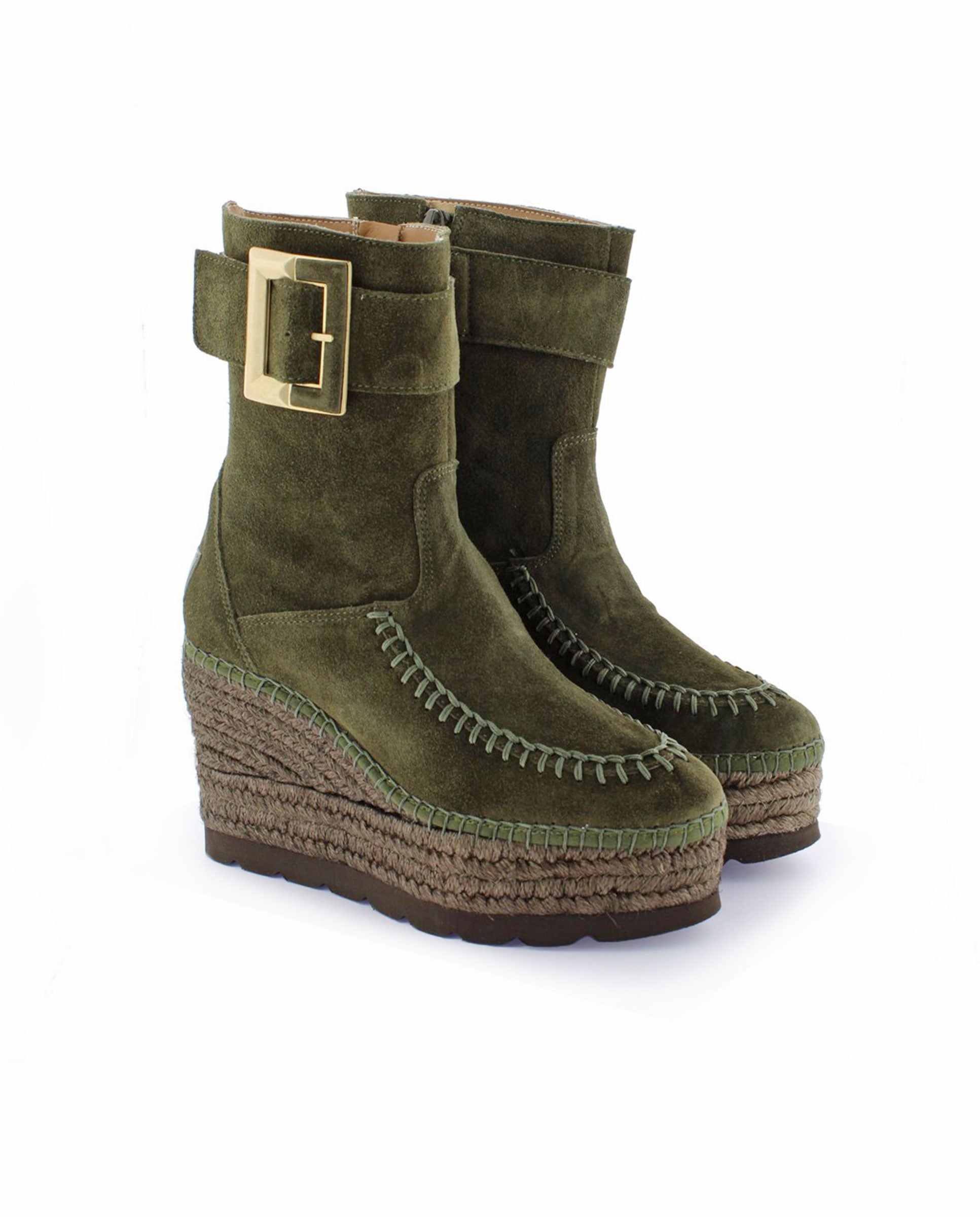 Buckle boot in khaki suede Tilo 5