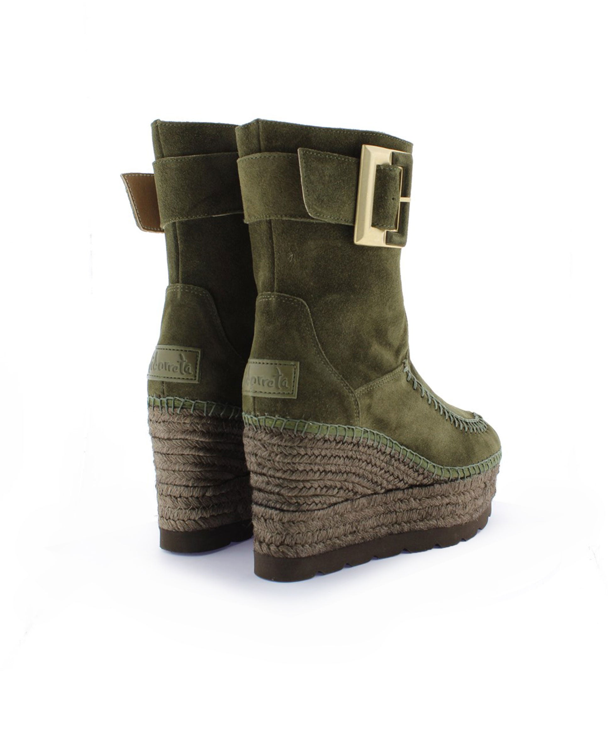 Buckle boot in khaki suede Tilo 5