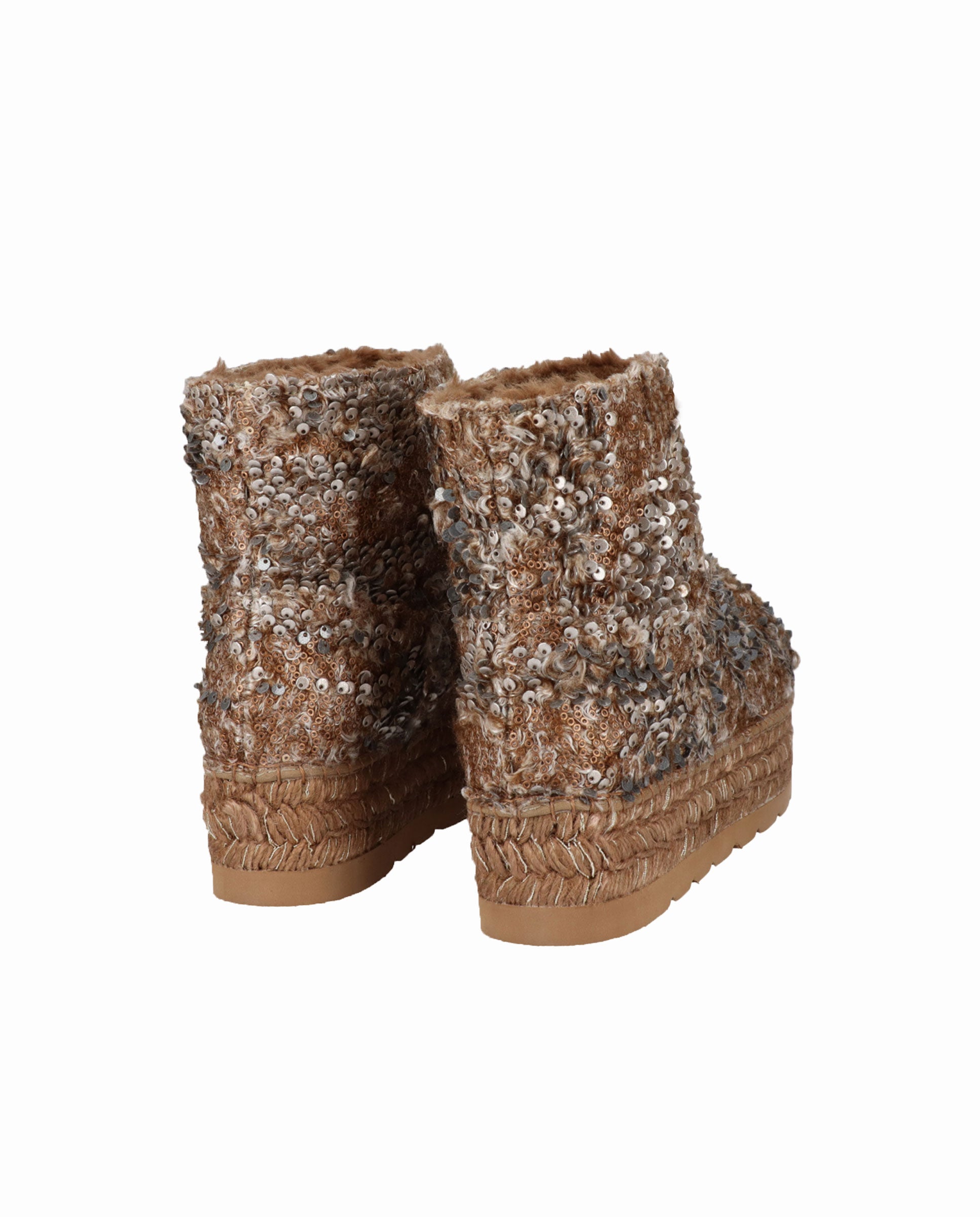 Bota baja en lentejuela camel Merce Doble