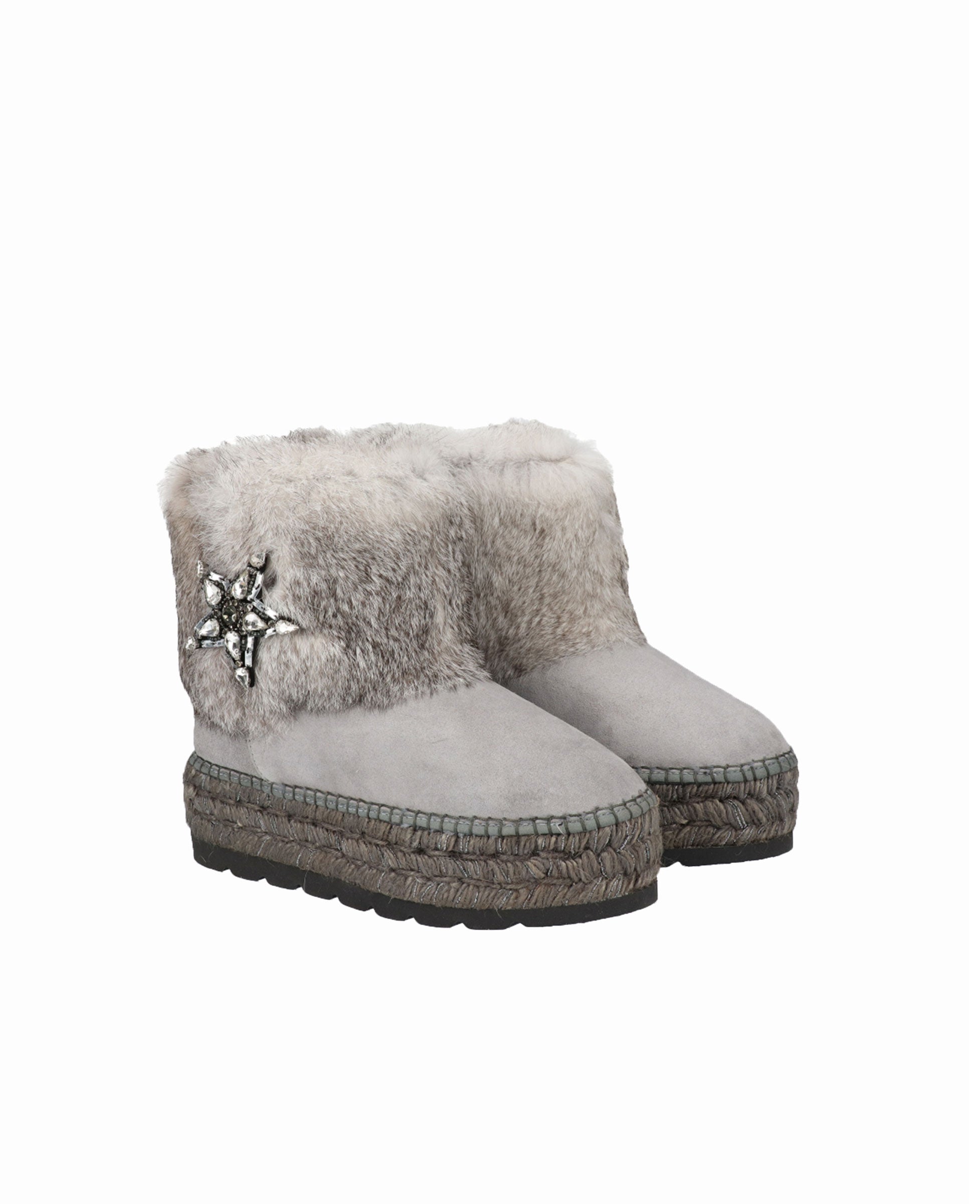 Bota baja en serraje gris Merce Doble