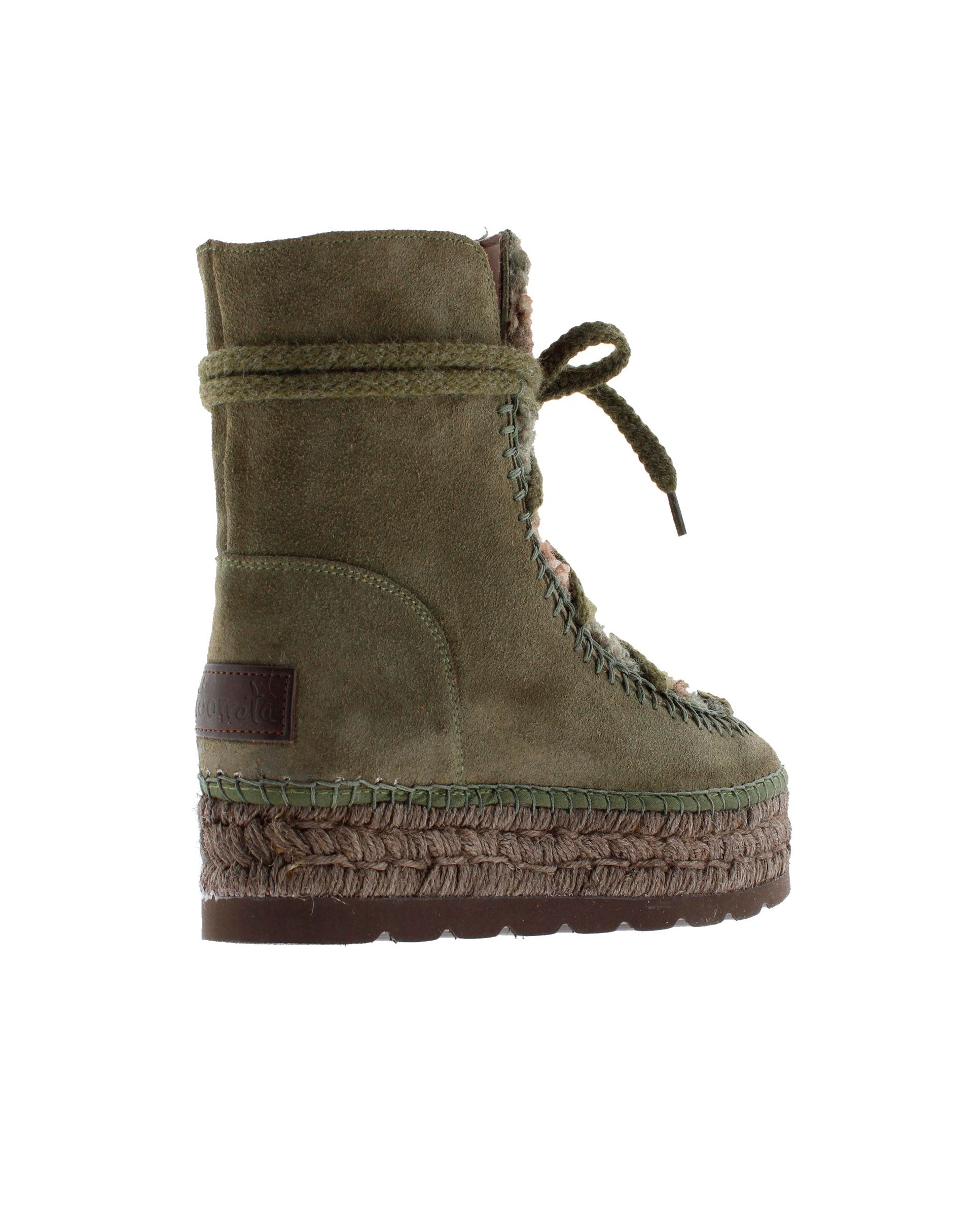 Khaki suede sheepskin boot Merce Doble