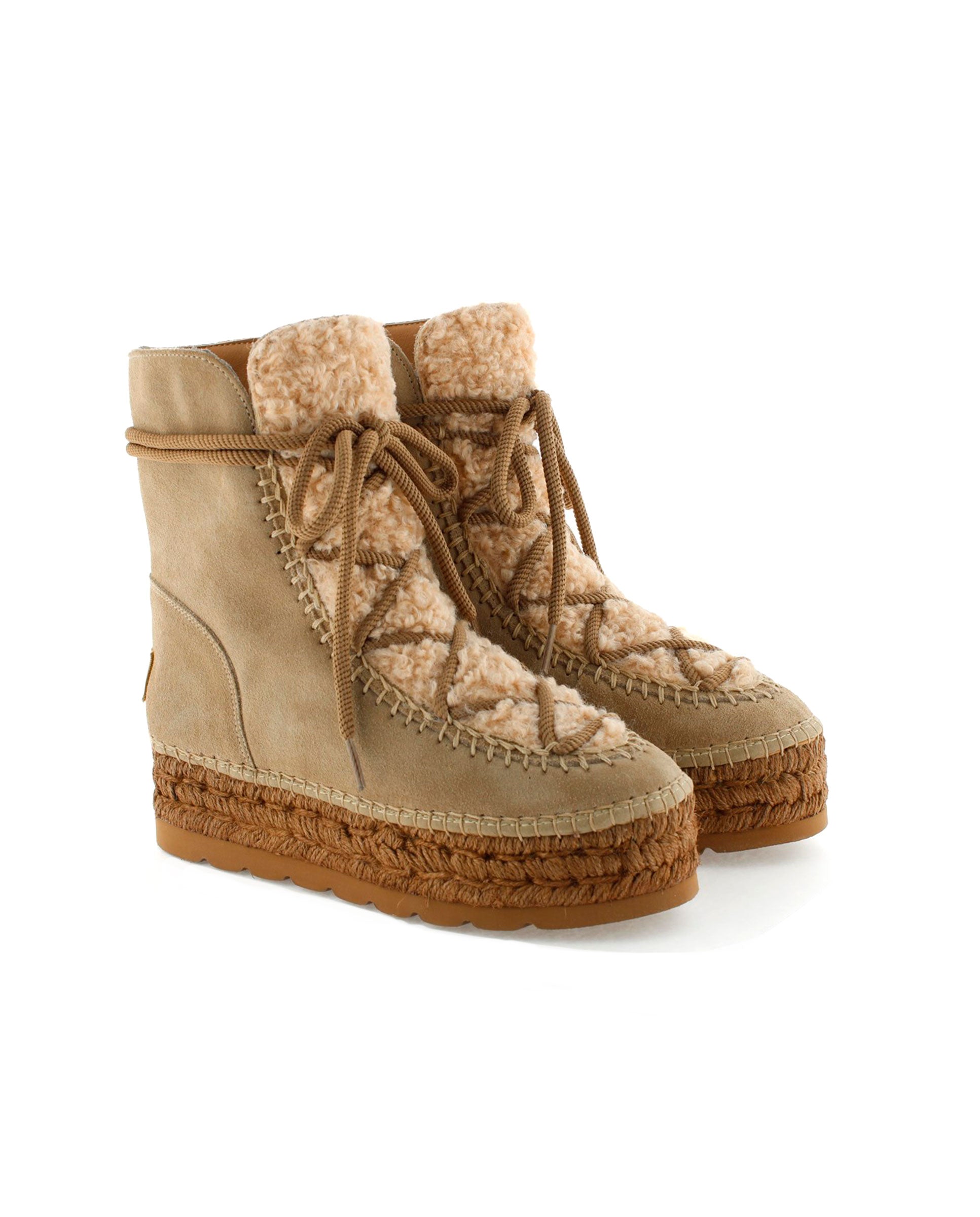Taupe suede platform boot Merce Doble