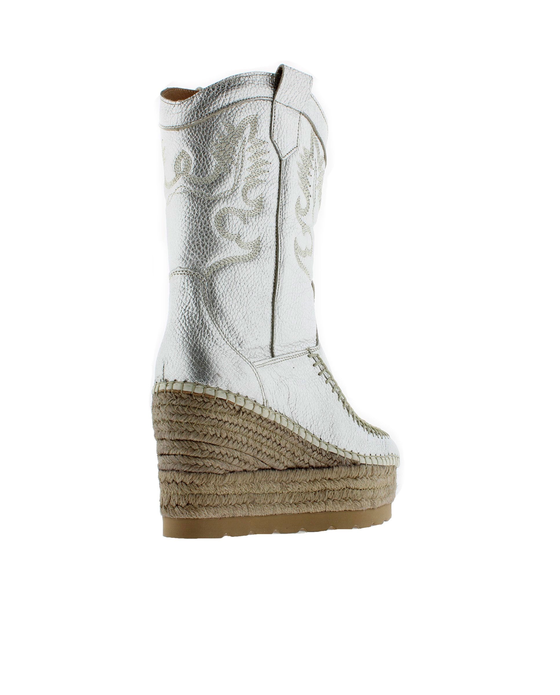 Bota Cowboy en napa metal plata Tilo 5