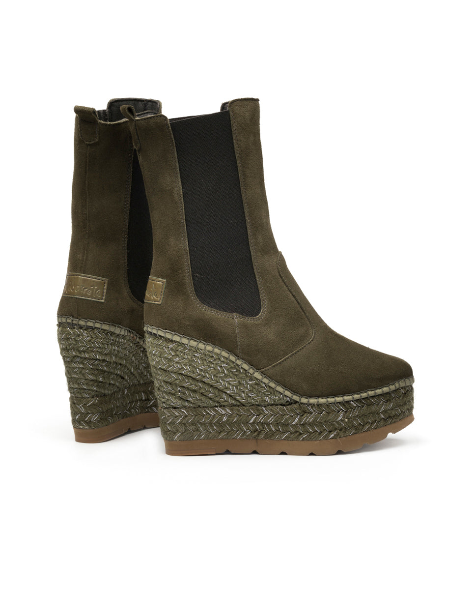 Bota alta Chelsea en serraje kaki Tilo 7