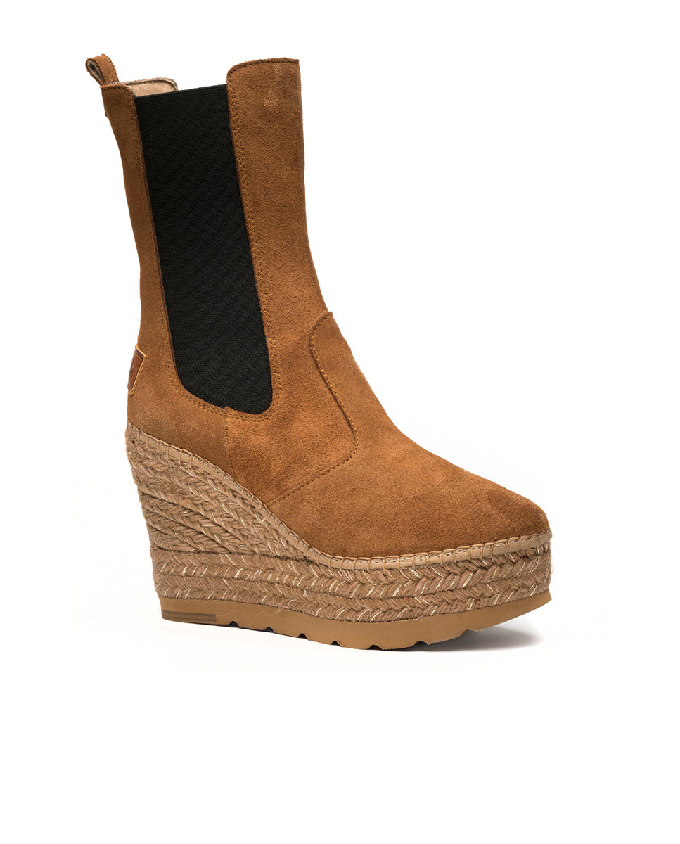 Bota alta Chelsea en serraje camel Tilo 7