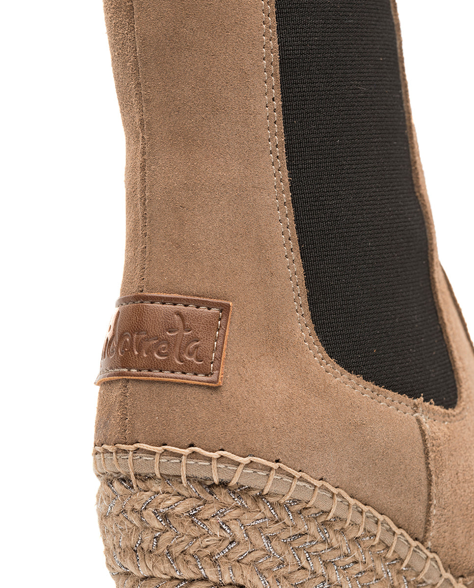 Bota alta Chelsea en serraje taupe Tilo 7