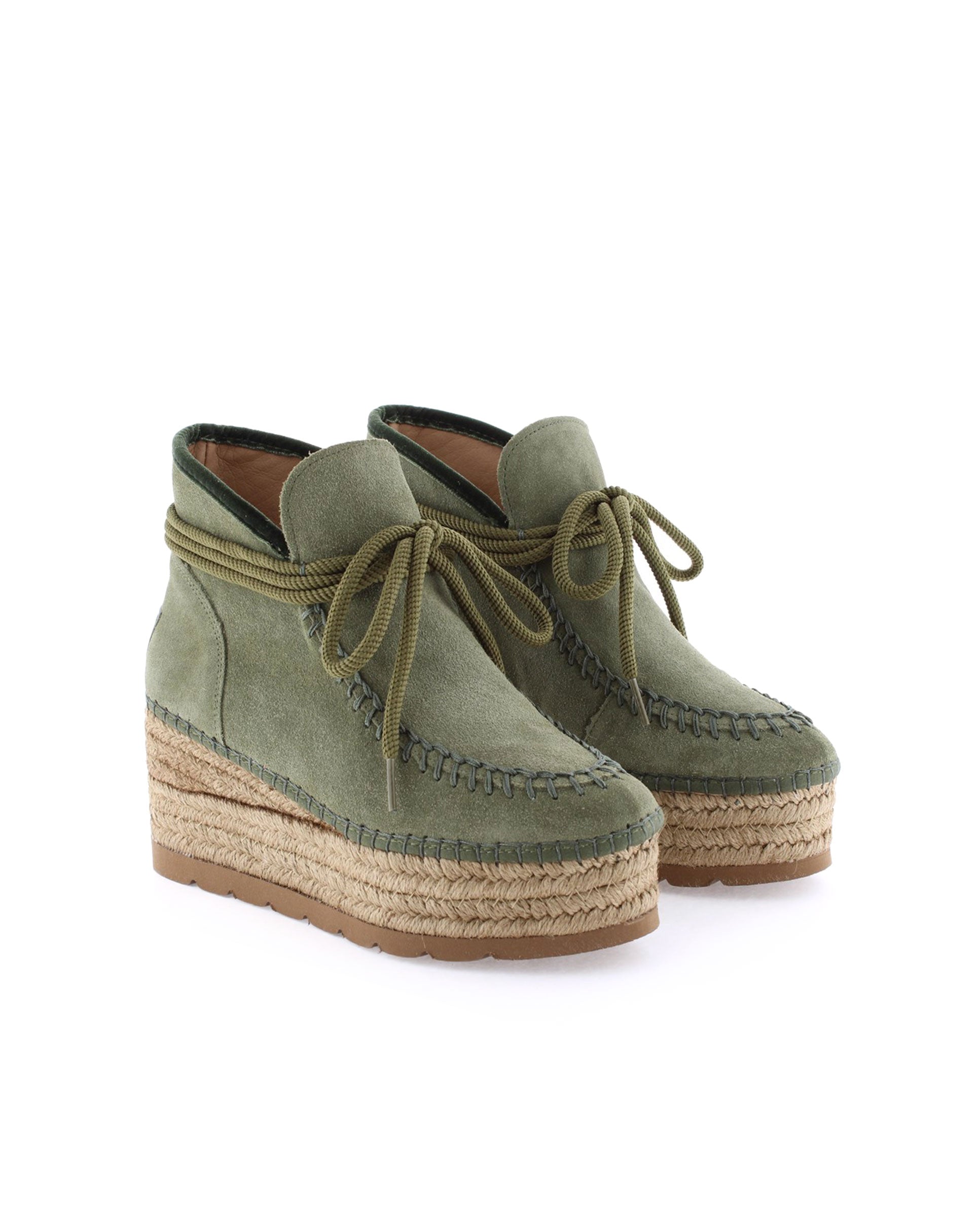 Low boot in khaki Creta suede