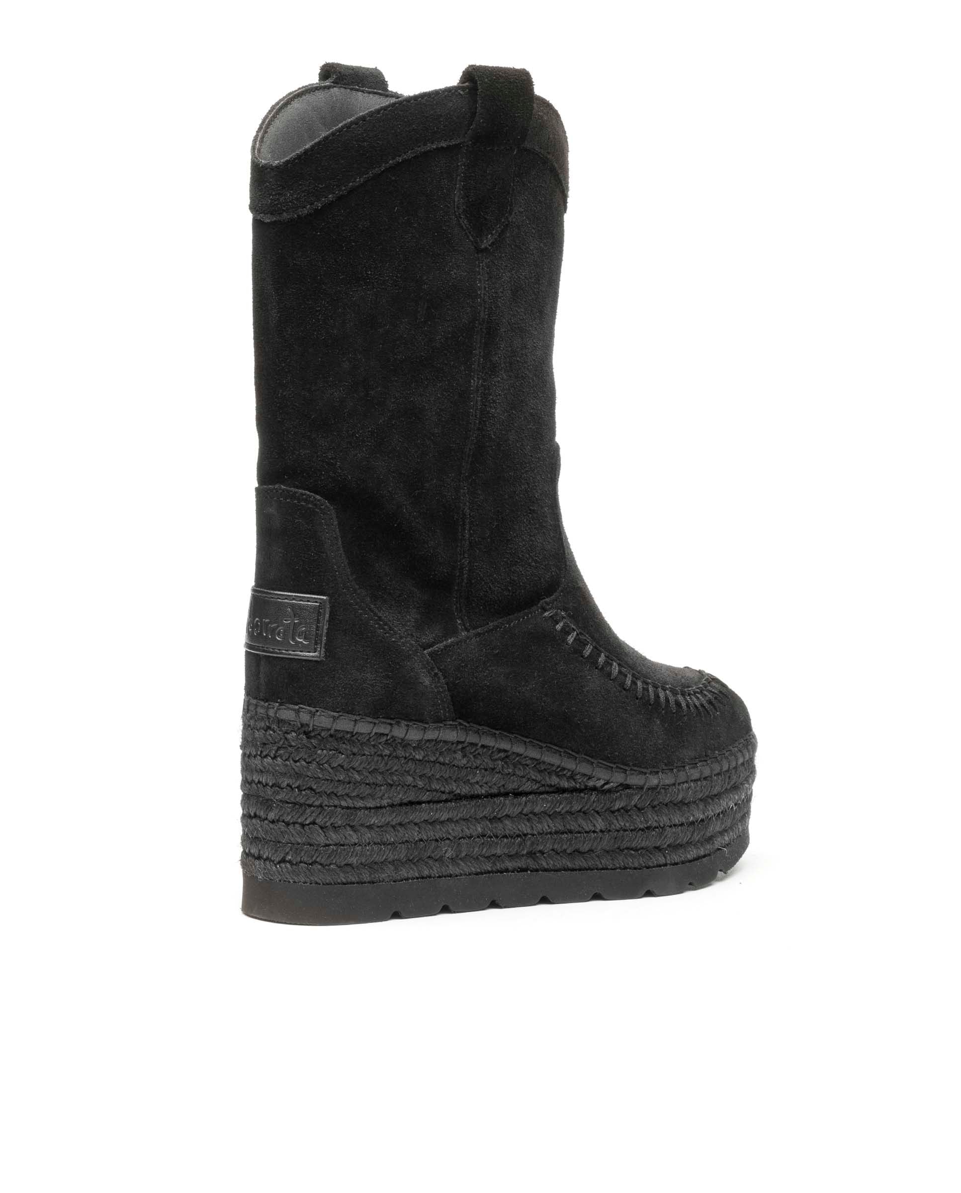 Black Creta Suede Cowboy Boot