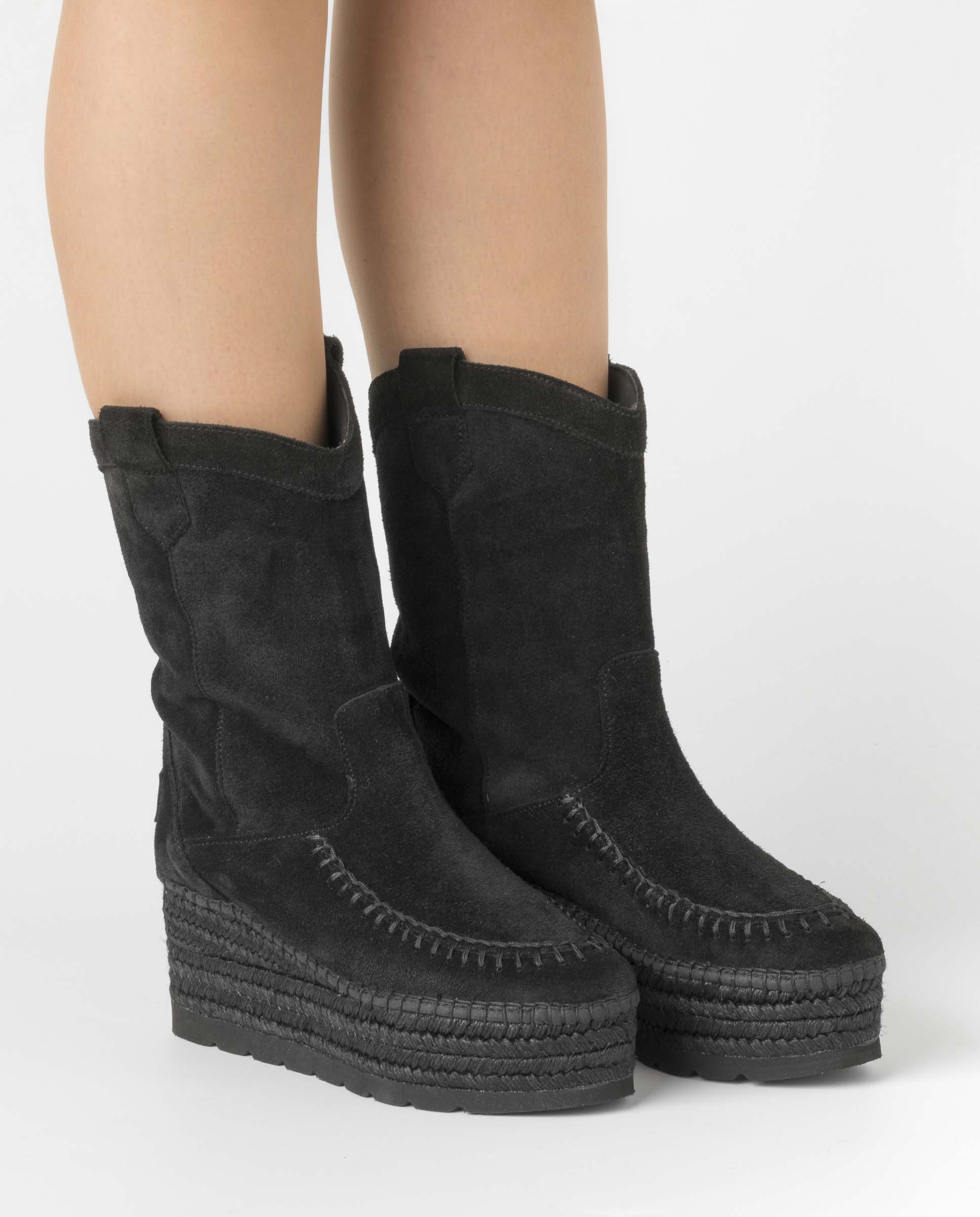 Black Creta Suede Cowboy Boot