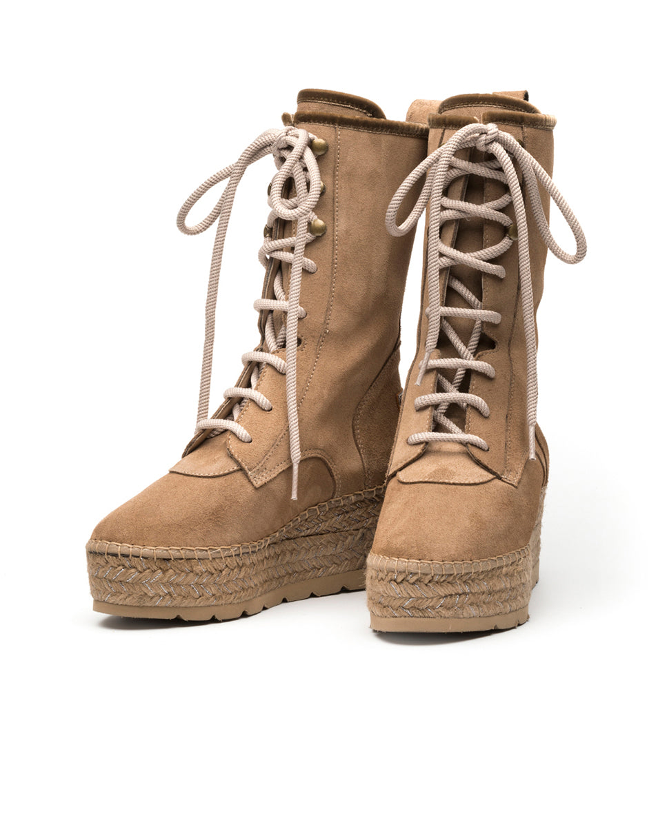 Bota militar en serraje taupe Creta
