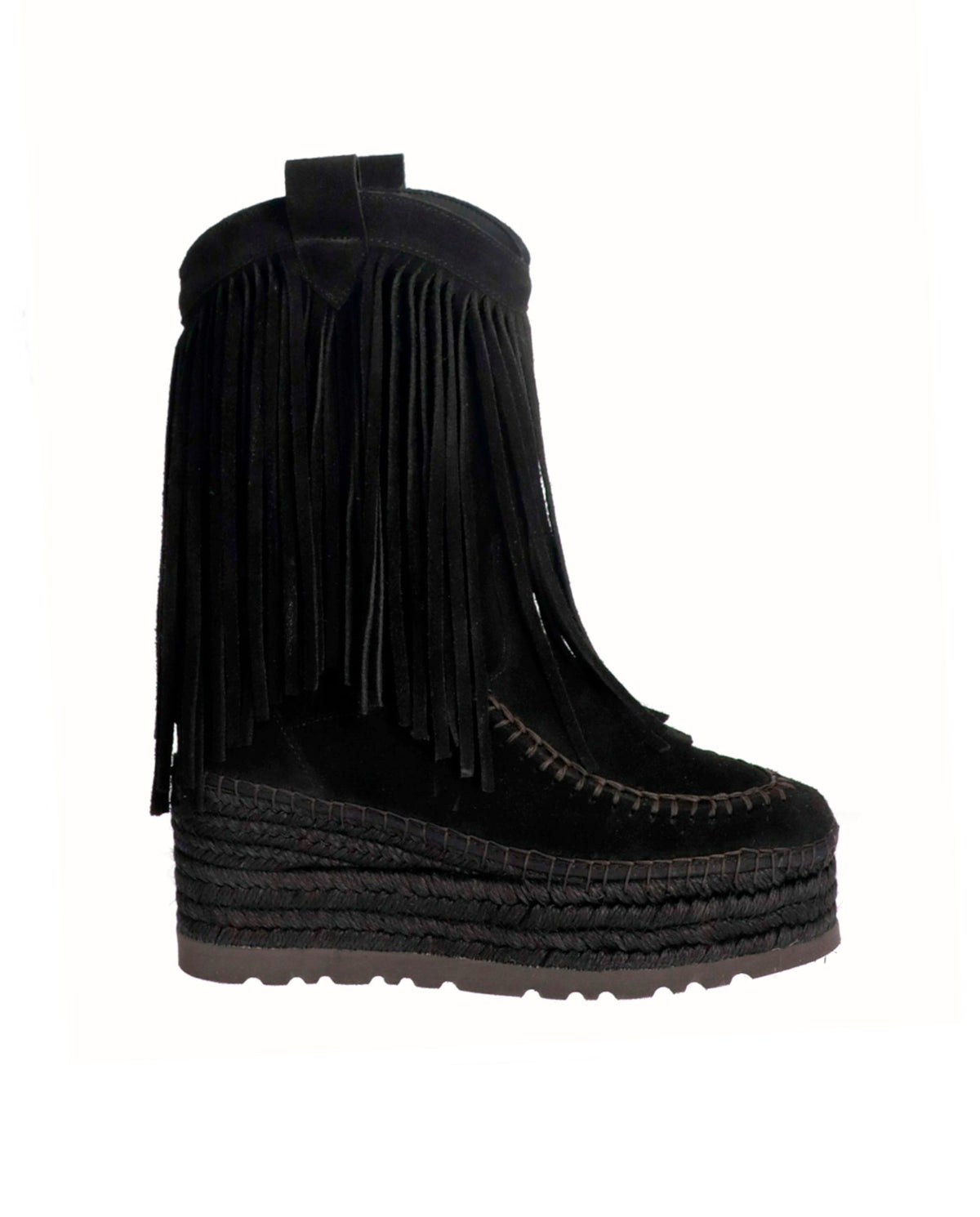 BOTA FLECOS EN SERRAJE NEGRO CRETA